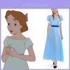 Bezauberndes blaues langes Kleid, Märchenhaftes Peter Pan Wendy Darling Kostüm für Erwachsene