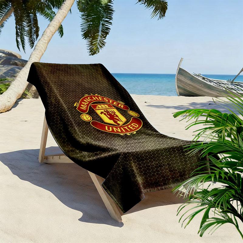 Royal MUFC Crown Print Beach Towel, Large Soft Quick Dry Towel for Beach Camping Swimming