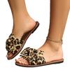 2025 new leopard print foreign trade women's shoes flat casual cool slippers bow women's slippers sandals40-43