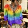 Women's V-Neck Plaid Print Blouse with Ruffle Trim and Tie Front