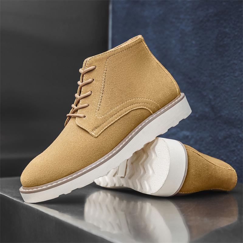 Mode Wildleder Herren Freizeit-Laufschuhe Komfort-Sneakers Schnürschuhe Solide Stiefeletten Neue Mode Herren Motocross-Stiefel Outdoor-Schuhe