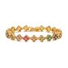 Fashion Design Luxury Jewelry 18K Gold Colorful Zircon Four Leaf Clover Bracelet Necklace Jewelry Luxury  Four Leaf Clover Set