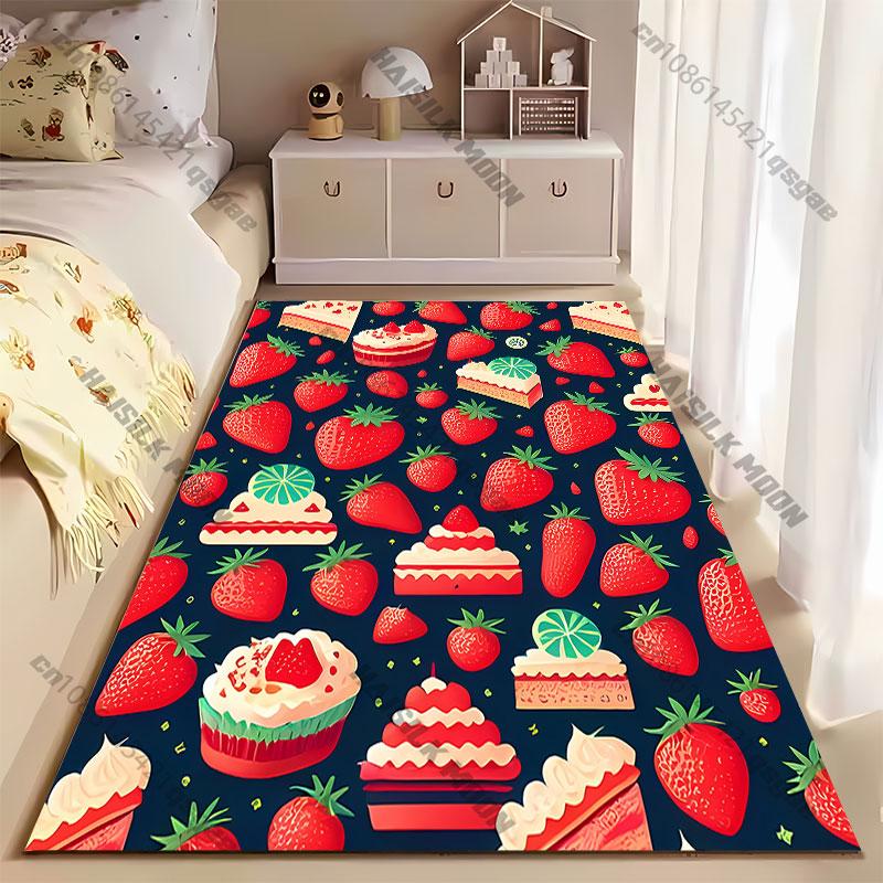 Strawberries desserts colorful pattern carpet Yoga living room room decor children's crawling mat doormat area rug