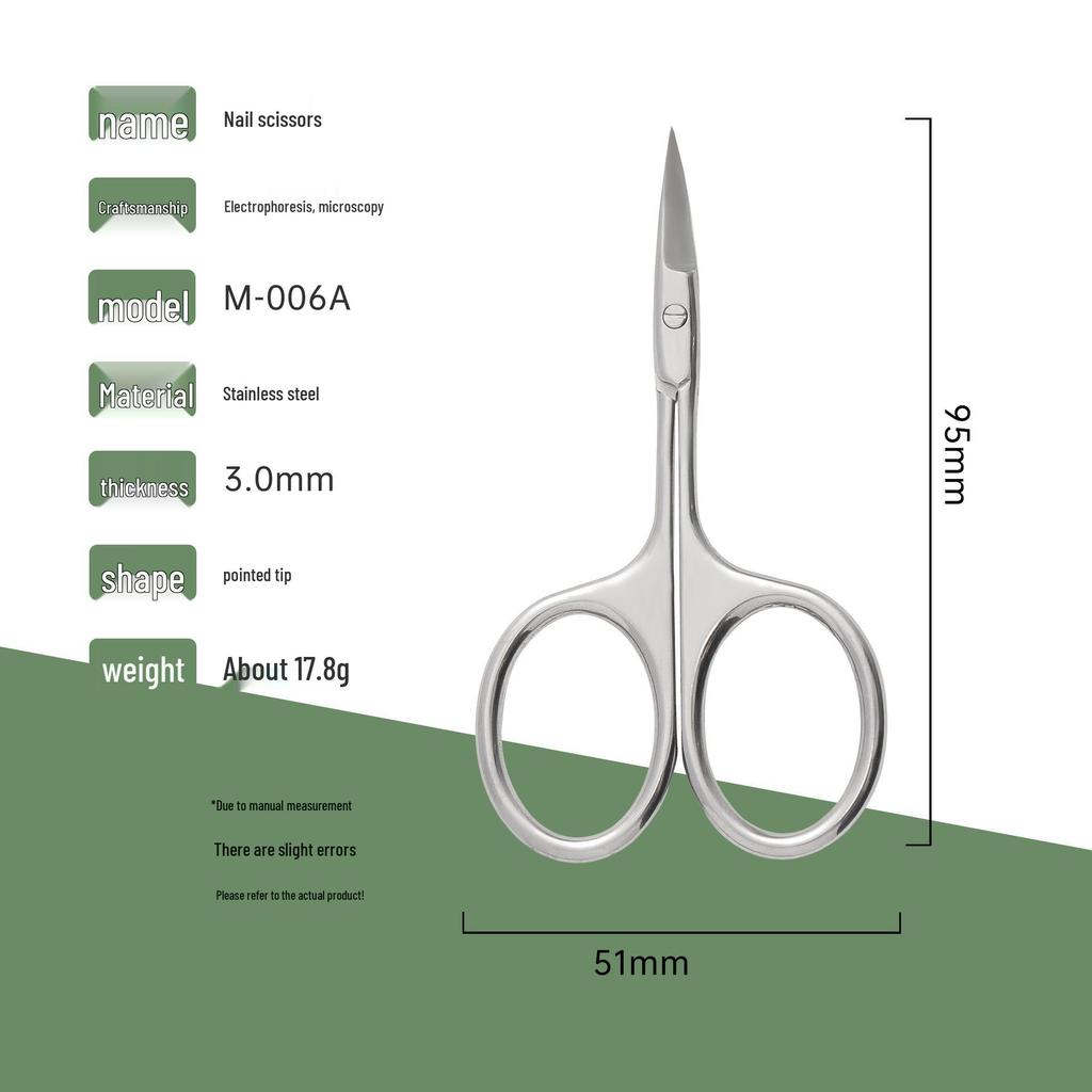 Stainless Steel Beauty Scissors Set: Slim Waist, Small, Pointed & Round Tip for Eyebrow & Nose Hair Trimming.