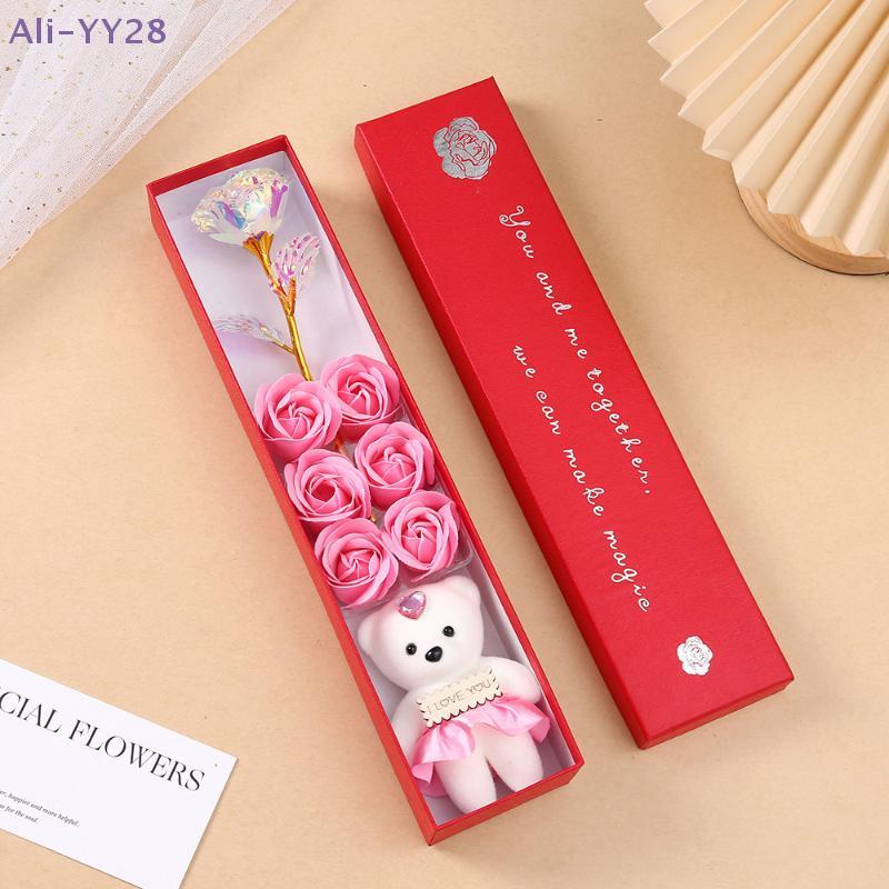 {YY28} Plush Bear Artificial Flower Gift Box Creative Romantic Soap Rose Flowers Valentines Day Mother Day Gift Wedding Decor