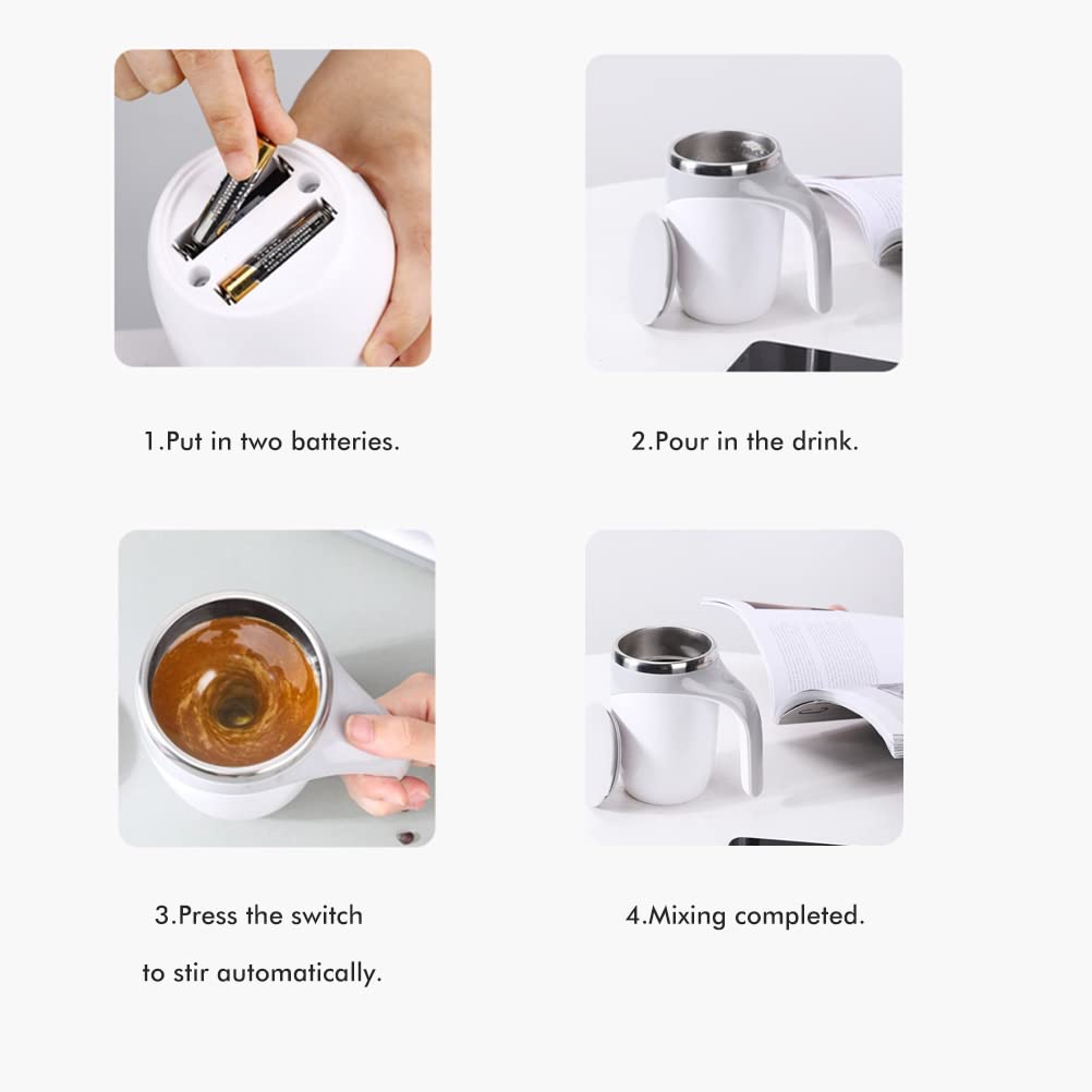 Excras Automatischer Magnetischer Rührbecher, 380 ml Tasse mit großer Kapazität, Automatisches Rühren, Elektrisches Rühren, für Tee, Kaffee und Babynahrung, 304