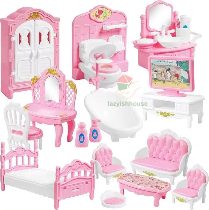

Cute Kawaii Pink Miniature Dollhouse Furniture Accessory Kids Toys Doll House Accessories Kitchen Cooking Things For Girl Gifts белый