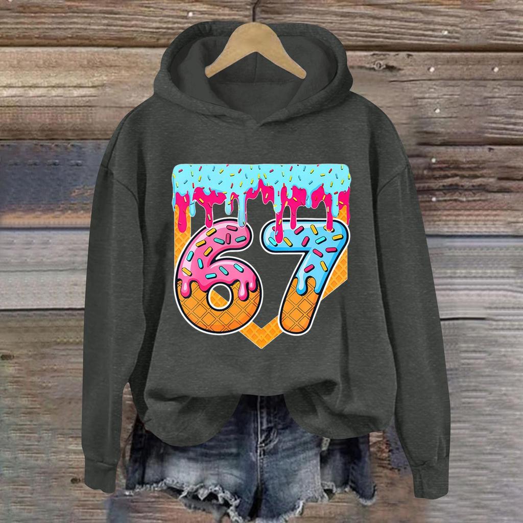 Damen Modisches Lässiges Langärmliges Bedrucktes Kapuzensweatshirt