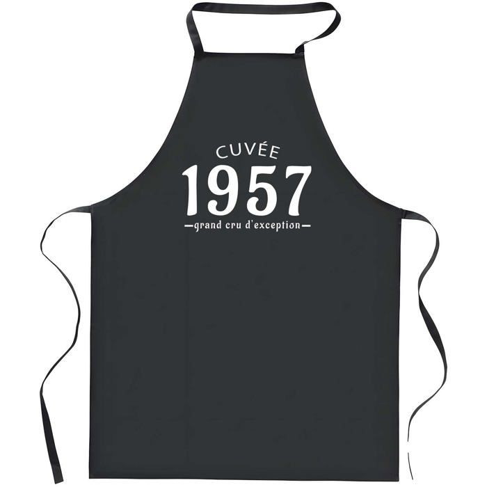 Tablier de cuisine - Planetee 1957 Cuvée - Noir - Impression bretonne - Coton résistant