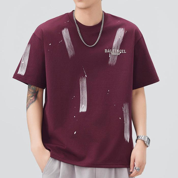 

Мужская новая летняя свободная футболка с круглым вырезом и короткими рукавами, тонкая футболка с принтом 4XL