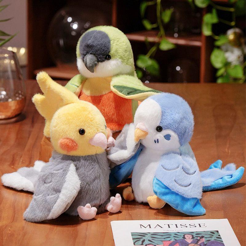 Cute Bird Parrot Hand Puppet Soft Stuffed Fluffy Doll Cosplay Plush Funny Educational Baby Toy Game Kawaii Cockatiel Budgerigar