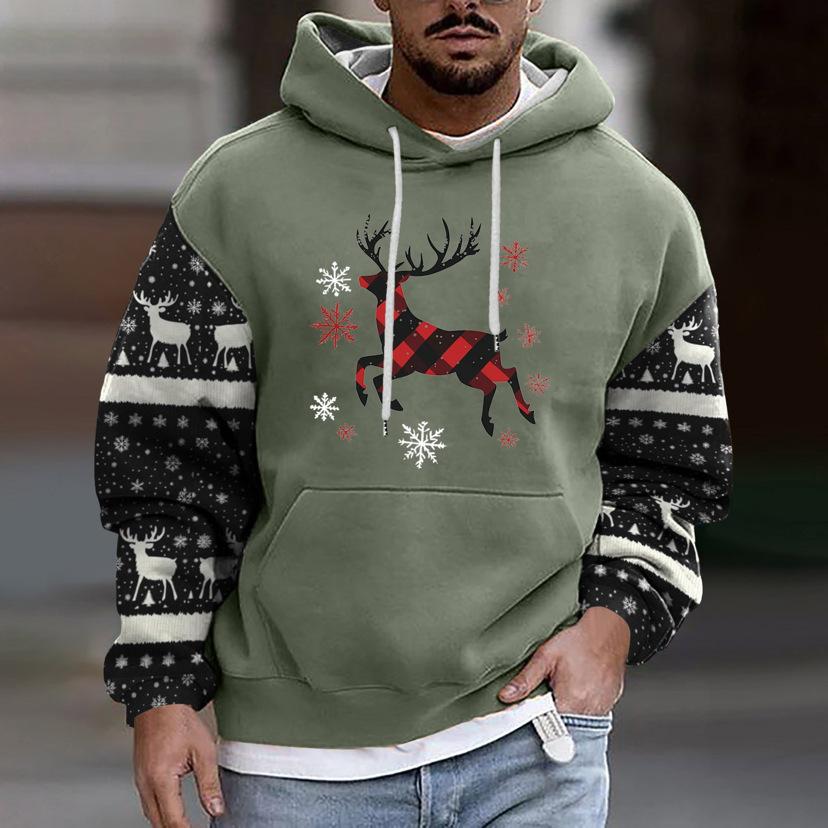 Men S Long Sleeve Hooded Sweatshirt 3d Christmas Print Street Style