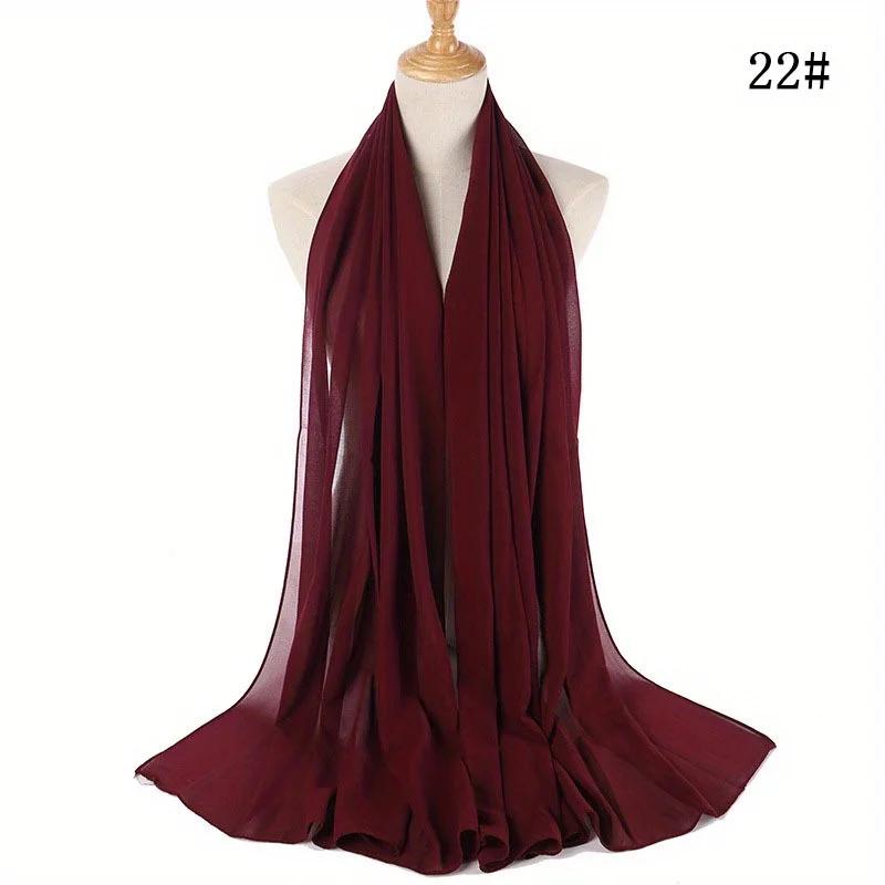 1pcs Women's Color Hijab Scarf  Casual For Ramadan   Women's Solid Chiffon Head Scarf - Perfect for Stylish Hair Accessories