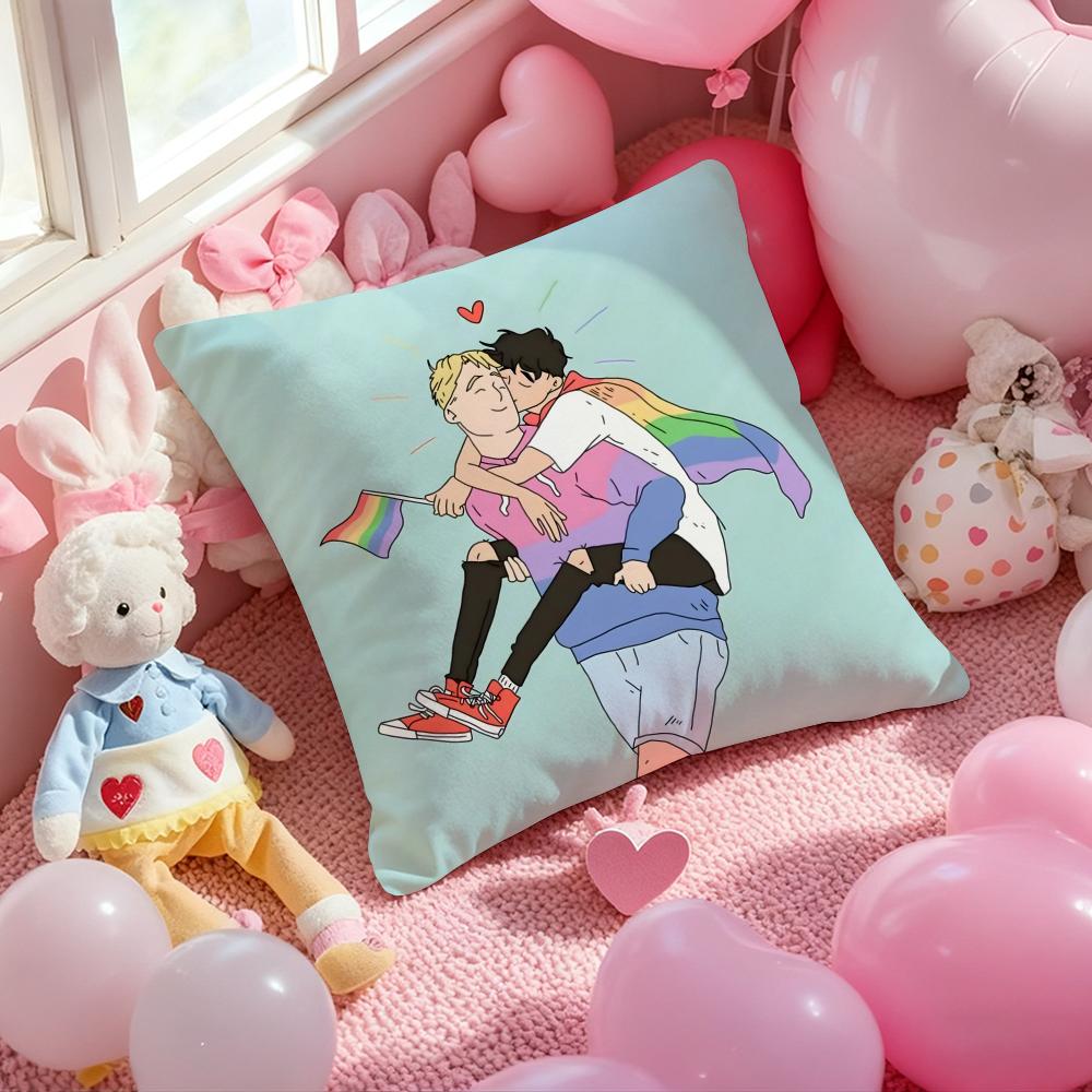 Cartoon H-HeartstopperS Cushion Cover Pattern Printed Pillowcase for Living Room Sofa Cushion Cover & Bedroom Decor
