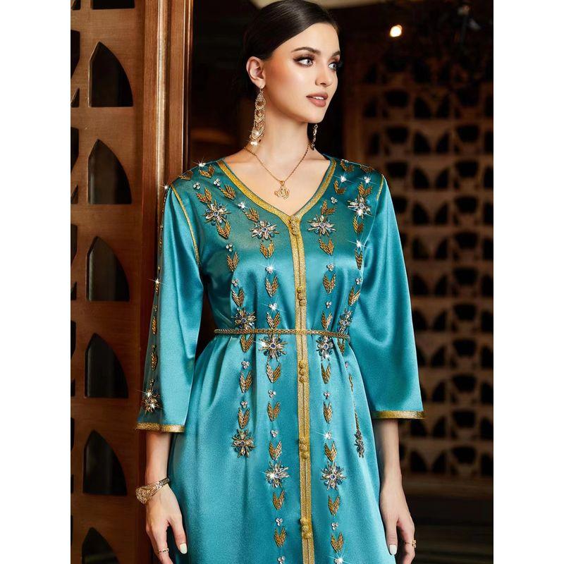 New Arrival Hand-Stitched Drill V Neck Split Dress V-Neck Hand Sewn Drill Split Dress