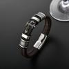 Geflochtenes Lederarmband für Herren mit Metall-Kreuz-Anhänger Verstellbarer Verschluss Langlebiges handgefertigtes Accessoire für den Alltag