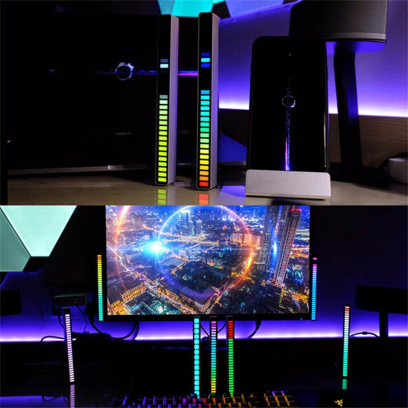 Metal Led Symphony Rhythm  Light Rgb Sound Control Atmosphere Strip Lamp Stress Relief Desktop Party