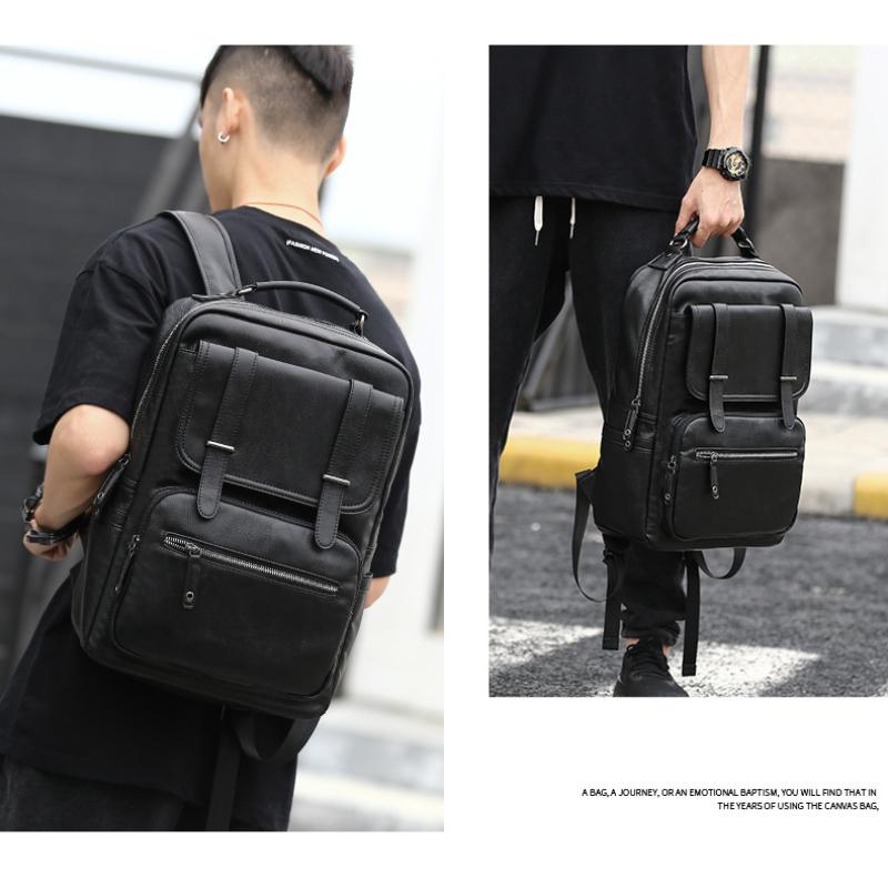 Męski Plecak Plecak ze Skóry PU Duże Plecaki na Laptopa Męski Czarny Tornister dla Nastolatków Chłopców