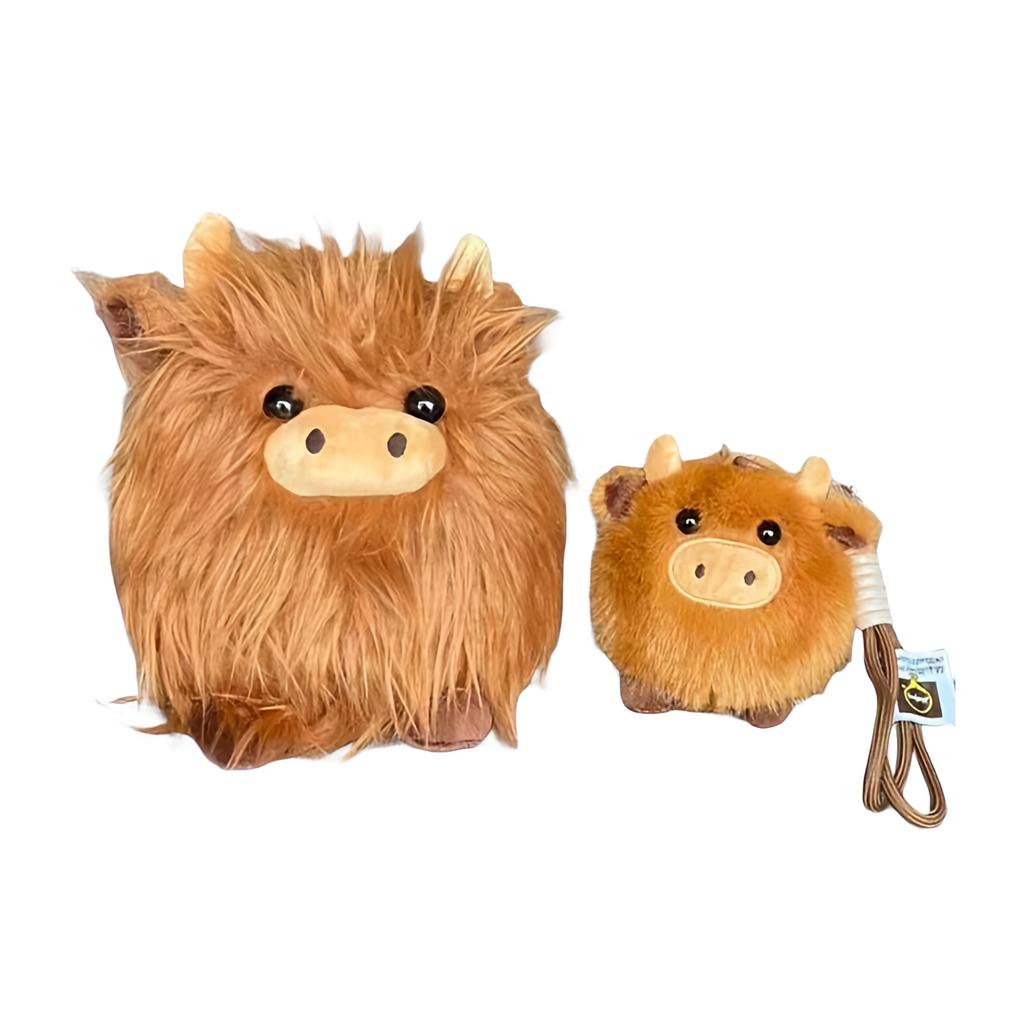 Simulated Scottish Highland Cow Plush Toy Cute Stuffed Animal Pendant Super Soft Plushie Doll Backpack Accessories X-mas Gift