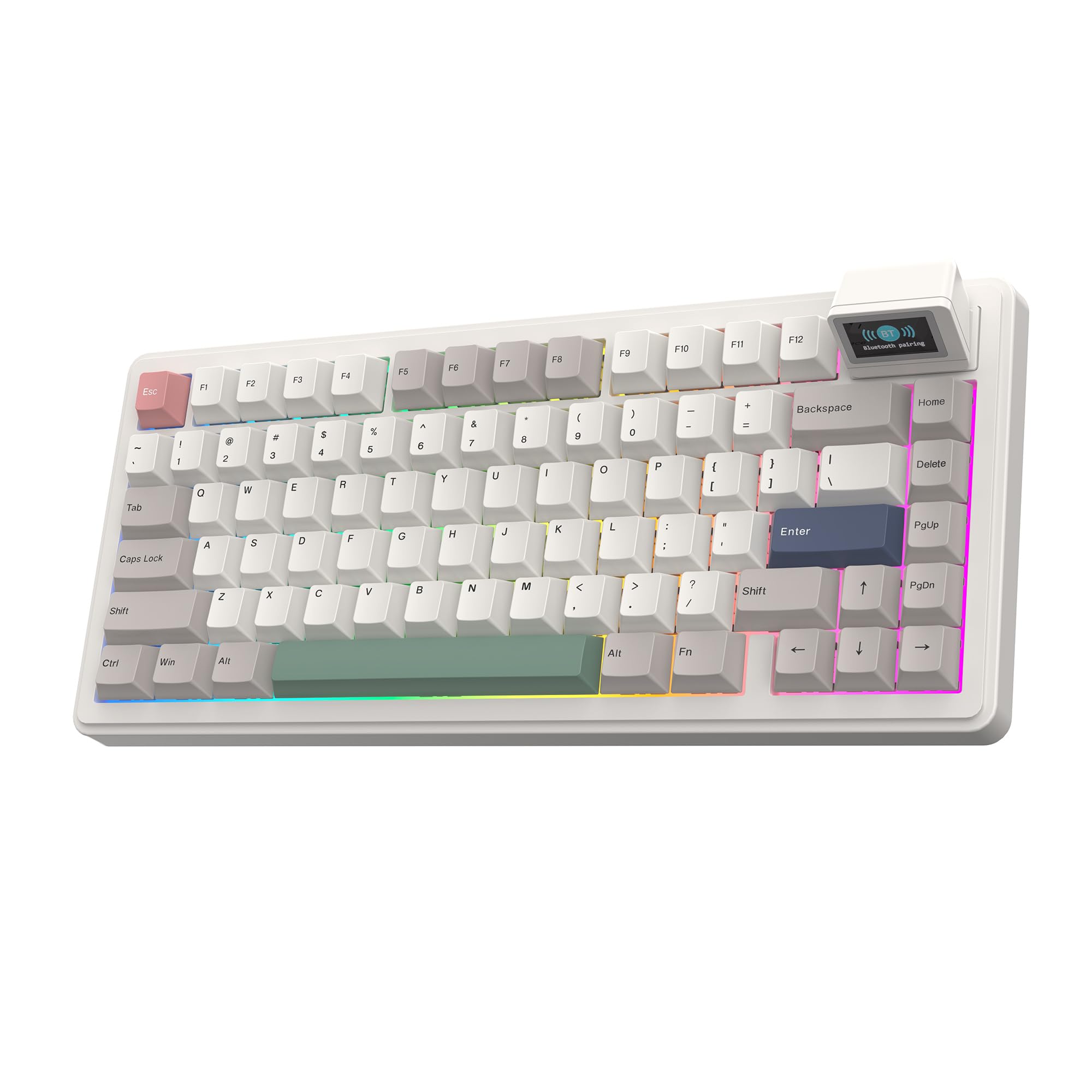 

EPOMAKER RT82 Wireless Gaming Keyboard with LCD VIA Wireless Mechanical RGB PBT Compatible Salt Screen, Custom, 75% Tenkeyless, 2.4GHz/USB-C/BT5.0,