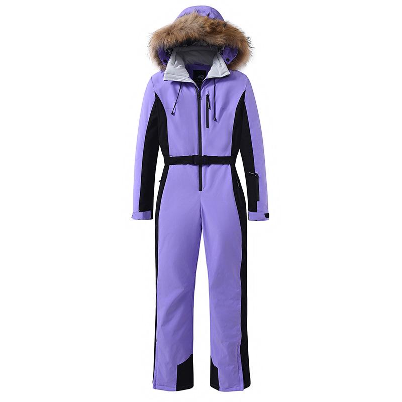 Women's Slim Fit Windproof Waterproof One-Piece Ski Suit - Winter Outdoor Warm Skiiwear