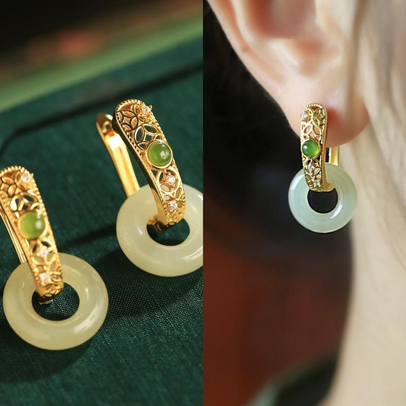 

New Medium Round Geometric Ear Buckle Stylish Simple Earrings Guochao Personality High-end Earrings Women