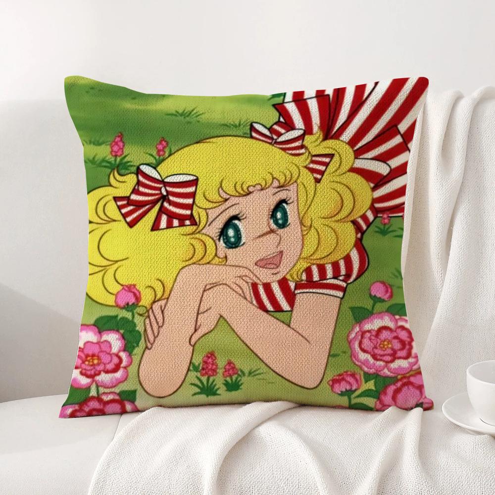 Anime C-Candy Candy Cushion Cover Summer Coolness Linen Fabric Double-Sided Printing Pillow Case Sofa Home Decor Gift