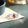 S925 sterling silver adjustable ring women's natural crystal stone jewelry hollow high-end design light luxury ring daily gift
