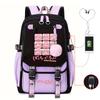 Large Capacity Schoolbag with Shoulder Strap; Student Three-piece Pencil Case Set