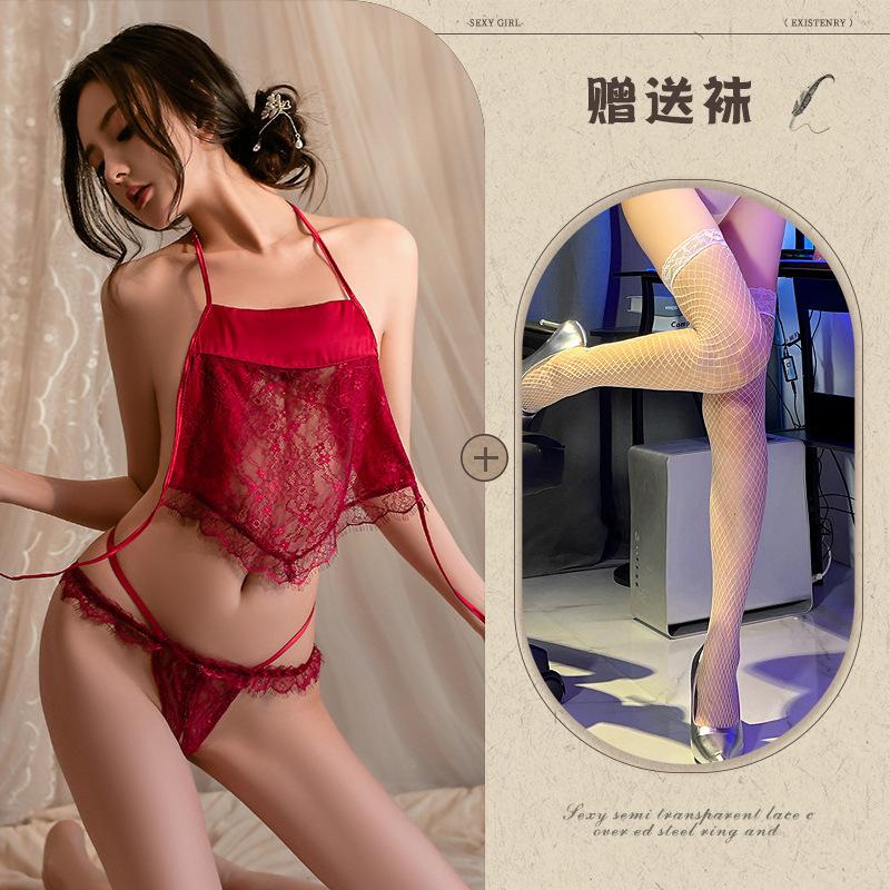 Sex Underwear Pure Desire Sexy Lace Temptation Belly Pocket Hot Open Gear Free Set