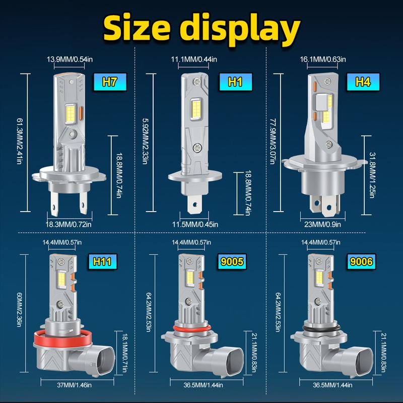 2PCS H1 H7 LED Headlight Bulbs H4 H11 HB3 HB4 9005 9006 H9 H8 Mini 80000LM 6000K CSP Car Headlamps 300W Automobile LED Lamp 12Vs