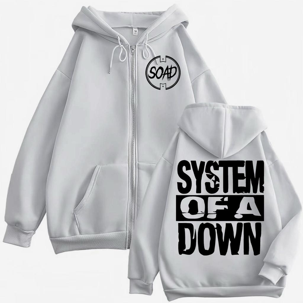 Felpa con cappuccio e zip Rock Band System of A Down Stampa Alta Qualità Moda Oversize con Zip Pullover Uomo Donna Casual Larga Felpa