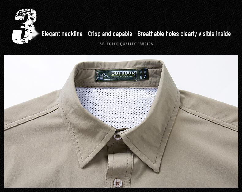 Men's Quick-Dry Military Tactical Outdoor Shirt, Long-Sleeve, Elastic, Breathable, Multi-Pocket Workwear for Spring & Autumn
