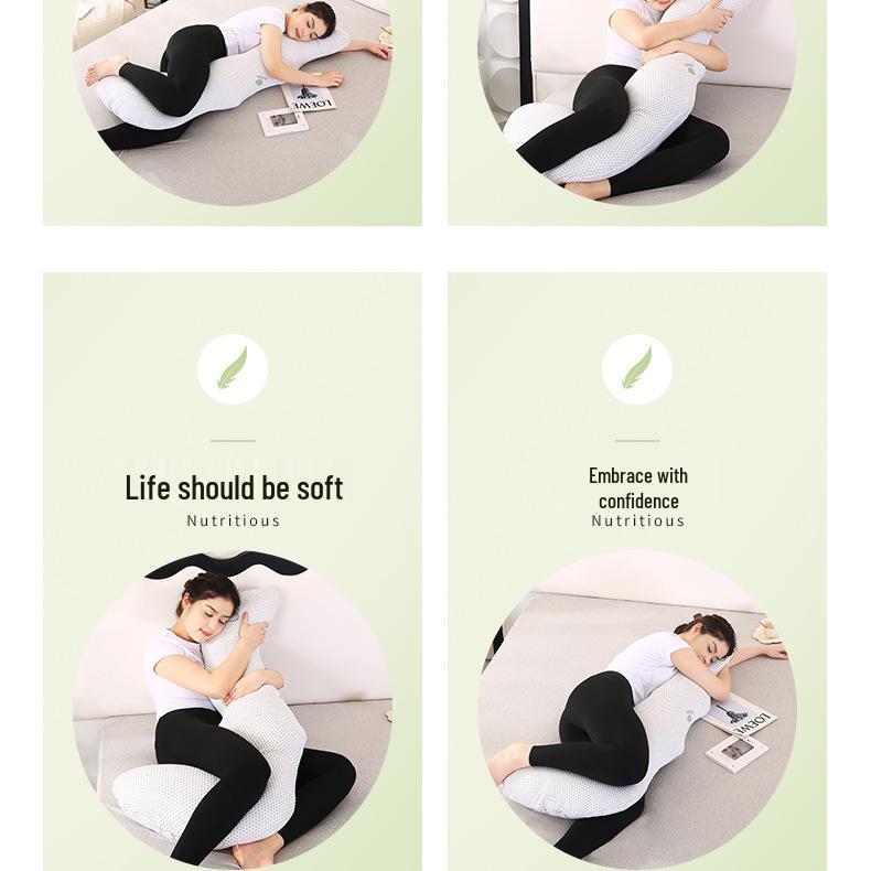 J-Shaped Multifunctional Maternity and Side Sleeper Pillow for Back Support & Breastfeeding