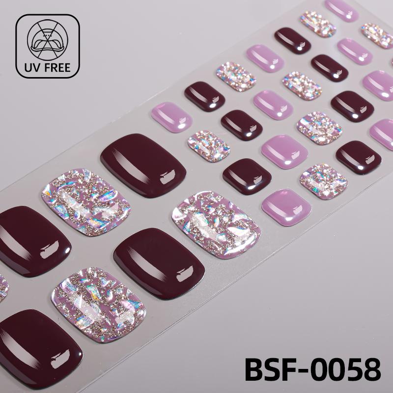 Popular Style New 3D Waterproof Nail Sticker Plastic UV Free Nail Wraps Toe Wraps