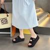 Thick bottom heightening Velcro one-word slippers women's summer new versatile light fashion casual sandals