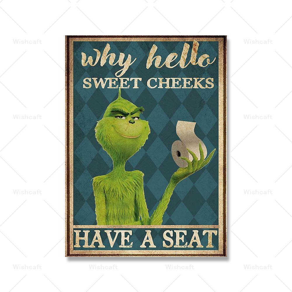 

Почему Привет, сладкие щечки, присаживайтесь Плакаты и принты Винтаж Смешные лягушки Рулон бумаги Туалет Ванная комната Настенные рисунки Декор 21x30cm No Framed