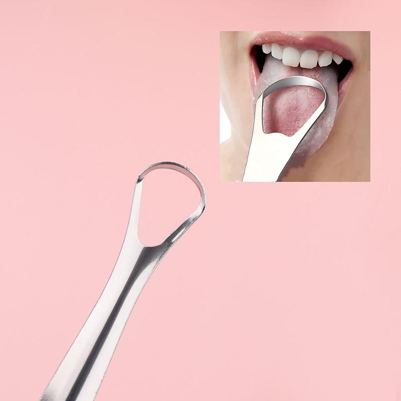 Stainless Steel Tongue Scraper Cleaner for Adults Eliminate Bad Breath Dental Scraper Tool Metal Tongue Brush