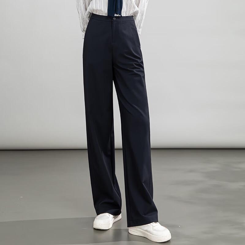 Women's High-Waisted Wide-Leg Draped Suit Pants