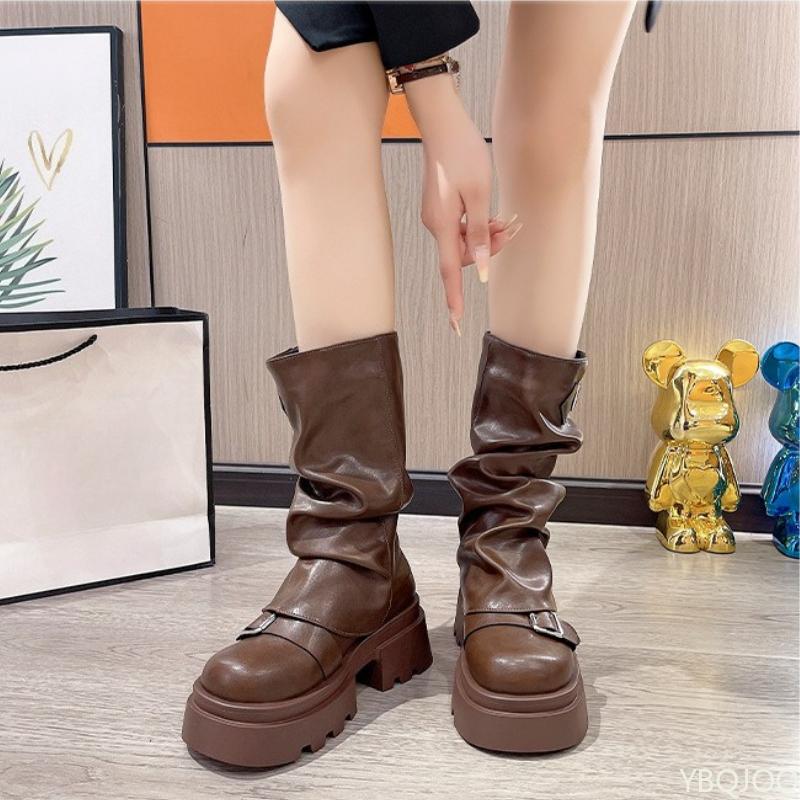 Thick soled height increasing women's new autumn retro midsole boots comfortable height increasing personalized women's boots