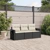 Vidaxl 3-Cz. Garden Lounge Set, Cushions, Black PE Rattan