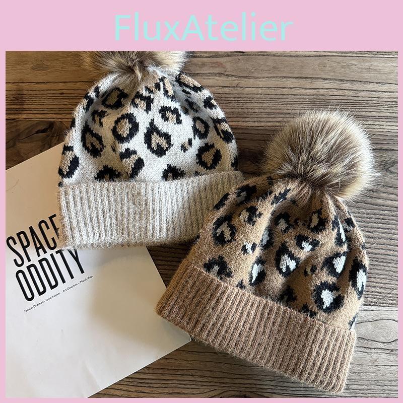 Print Leopard Fashion Pattern Womens Casual Warm Knitted Hat Winter For