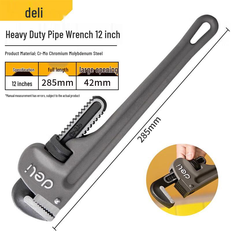 Deli Lightweight Alloy Pipe Wrench