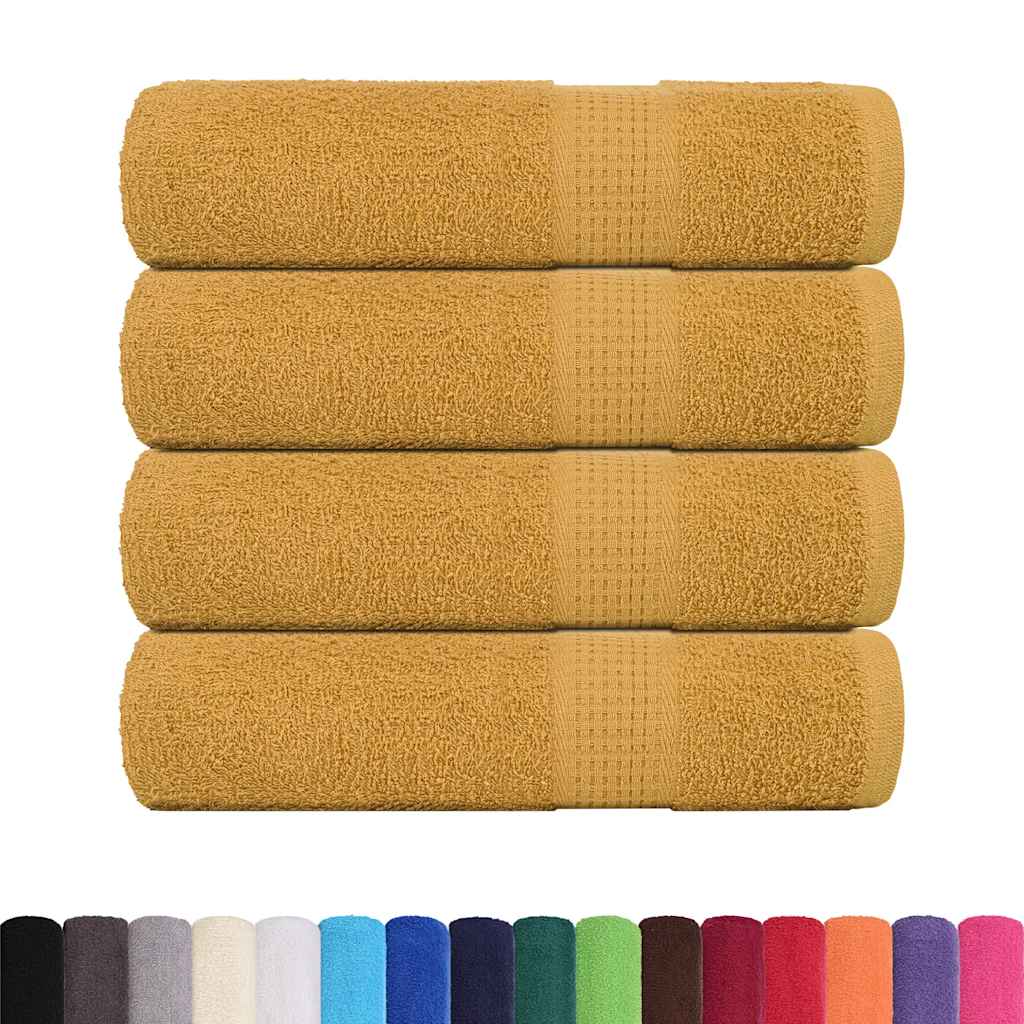 Vidaxl Ręczniki Kąpielowe 4 Szt. Złoty 100X150 Cm 360 Gsm 100% Bawełna