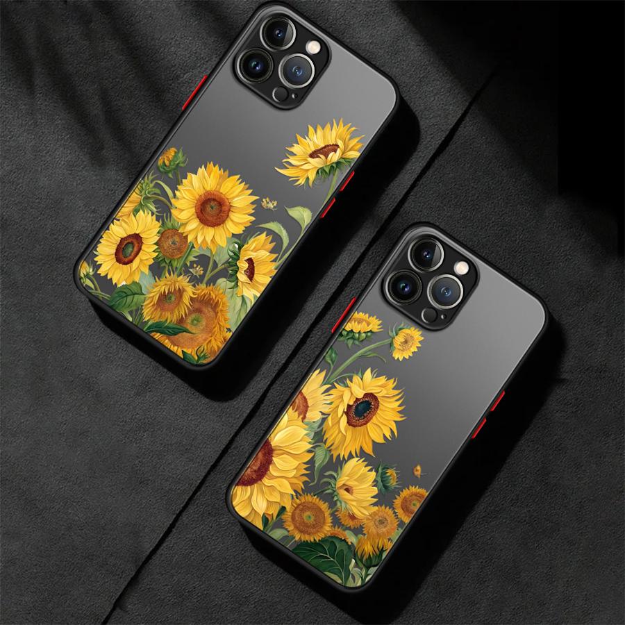 Case for iPhone 17 Pro Max 11 14 16 Plus 15 7 8 SE XS XR 13 Mini 12 Air Funda Back Phone Cover Flower Sunflower