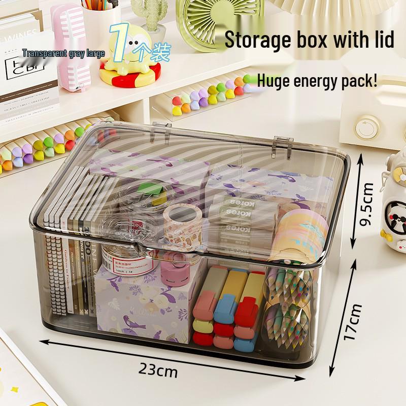 Clear Acrylic Desk Organizer with Lid - Large Capacity for Cosmetics & Medicine