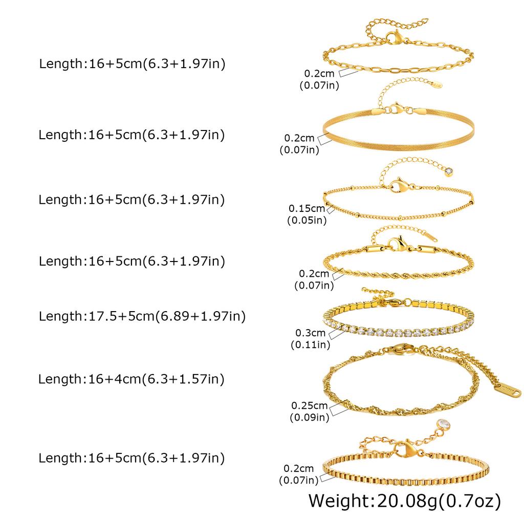 Stainless Steel Chain Bracelets Non Tarnish Dainty Ball Herringbone Bead Chain Stackable Bracelet Women's Party Jewelry