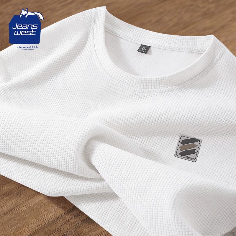 JEANSWEST CLUB Men s Waffle Knit Crewneck Long-Sleeve T-Shirt L