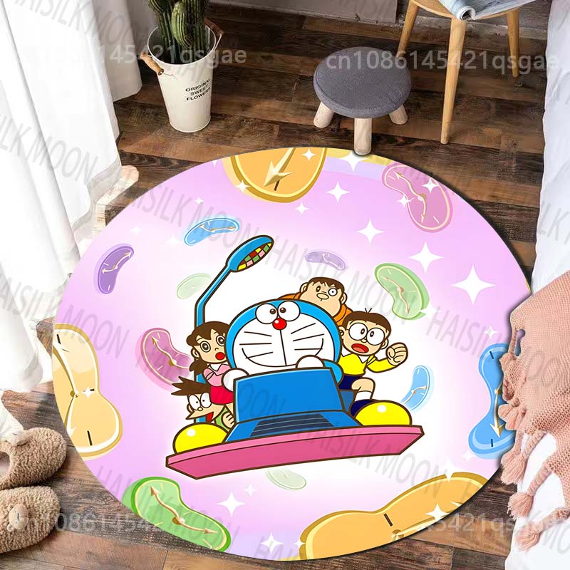 Best Seller! Classic Cartoon Doraemon Print Round Carpet Surprise Gift for Boys and Girls Bedroom Mat Living Room Sofa Study Rug