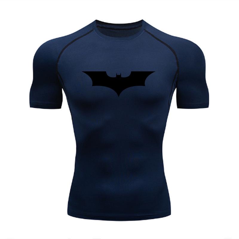 Men's Batman Compression Short Sleeve Sports T-Shirt for Running, Basketball, or Football - Quick Dry, Tight Fit, Round Neck.
